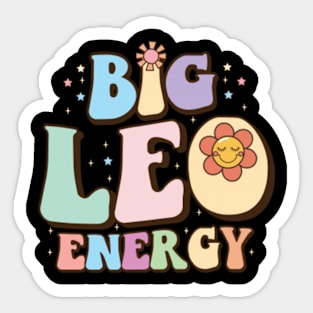 Retro groovy big leo energy Leo Zodiac Sign astrology July August Birthday Leo Sticker